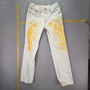 VTG Levis 501 Jeans Womens White High Rise Straight Button Fly Fits 28x30